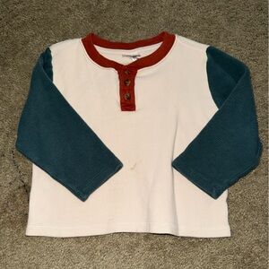 Hanna Andersson White and Teal Long Sleeve Tee